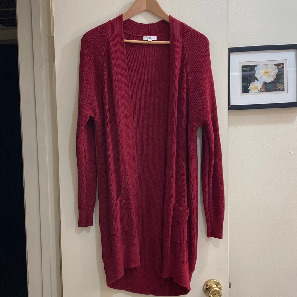 BP Nordstrom Women's Red Open Front Cardigan Sweater.